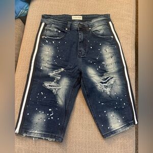 Blind Trust Distressed Blue Denim Shorts